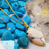 Howlite Arrowhead Pendant, Gold Electroplated Plated Necklace, Pendant Necklace, Women Pendant, Dainty Jewelry, Gemstone Necklace, Gift